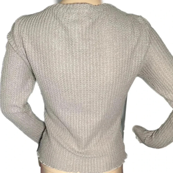 KENDALL + KYLIE Women's Button Front Long Sleeve Top Knit Beige Small - Picture 5 of 11